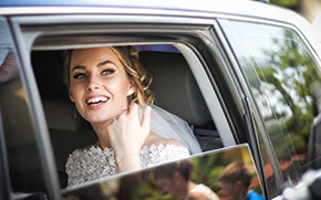 bride in a limousine