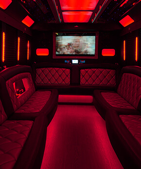 relaxing party bus seating